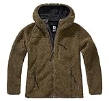 Brandit TEDDYFLEECE JACKE MIT KAPUZE DAMEN WINTERJACKE JAGD OUTDOOR FLEECEJACKE, Größe:M, Farbe:Oliv