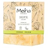 Meina Naturkosmetik - Naturseife, Bio Seife mit Zitronengras und Ringelblume ohne Palmöl, Zertifiziert, Vegan, Nachhaltig, Handgemacht, Wie ein festes Duschgel - 100g