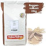 Roggenvollkornmehl 25kg von Haberfellner | 25kg Mehl Sack | Nährstoffreiches Roggenmehl geeignet als Brotmehl für Sauerteig und Mischbrot | Beste Qualität ohne Gentechnik und pestizid-kontrolliert