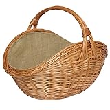 ForYourProtection Kaminholzkorb aus Weide Kaminkorb Holzkorb mit Jute Weidenkorb Holz Kamin Kaminholz (Hellbraun, Typ 2: (L) 49 x (B) 36 x (H) 28/42 cm)