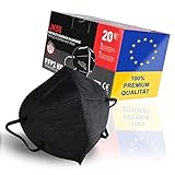 UK58® Premium FFP2 Maske Schwarz [20 Stk.] I Besonders atmungsaktiver FFP2 Mundschutz I Maximaler Schutz dank 5 lagigem Filtersystem I Elastische Bänder sorgen für höchsten Komfort