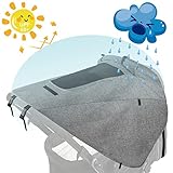 Selene Sonnensegel für Kinderwagen mit UV Schutz 50+ und Wasserdicht, Verstellbar Universal Kinderwagen Sonnensegel, Double Layer Fabric mit Sichtfenster und Extra Breite Schattenflügel, Grau