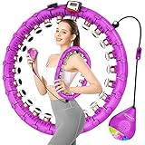 SPMOVE Smart Hula Hoop, Smart Hula Hoop Reifen Erwachsen & Anfänger, Smart Fitness Reifen mit Zähler, Fitness Hoop mit Gravitationsball und 360° Massage, 24 Teiliger Abnehmbarer Hula Hoop