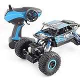 4WD Radio Monster Truck Fernbedienung Auto, Off Road RC Racing Auto 30 km / h Highspeed 2.4 GHz Electric Buggy Crawler Spielzeug Geschenk für Kinder & Erwachsene und Jungen & Mädchen ( Color : Blau )