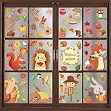 149 PCS Erntedankfest Fensteraufkleber,Fensterbilder Herbst Selbstklebend,Herbst Blätter Fensteraufkleber,Herbst Fenster Aufkleber,Thanksgiving Dekor