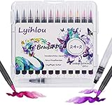 Watercolor Brush Pen Set, 24+2 Wasserfarben Pinselstifte, Aquarell Pinsel Marker Stifte 100% ungiftig Geruchlos für Erwachsene Malbücher, Manga, Comic, Kalligraphie (24+2 Farben)