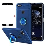 AKABEILA Handyhülle Schutzfolie Huawei P10 Lite Hülle Silikon Huawei P10 Lite Bildschirmschutz Case Schutzhülle Telefonhalter Stoßfest Ring Griff Ständer