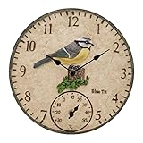 12 Zoll Gartenuhr Wetterfest Outdoor, Wasserdichtes Retro Badezimmeruhr, Mit Temperatur Und Luftfeuchtigkeit Wanduhren Aussen Wasserdicht Feuchtigkeits Wanduhr Aus Harz