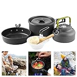 Buycitky Camping Kochgeschirr, 10-teiliges Camping Geschirr Set Camping Kochtopf Set für 2-3 Personen Camping Outdoor Wandern Picknick BBQ