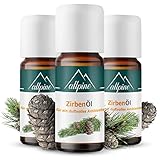 Allpine Zirbenöl 3'er Sparpack (3x10ml) - Ätherische öle set für Diffuser Duftlampe Raumlüfter und Zirbenspäne - Duftöle Naturrein von Zirbelkiefer - Natürliche Raumduft zur Raumbeduftung