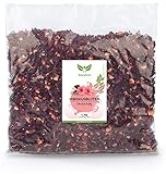 NaturaForte Hibiskusblüten getrocknet 1kg – Höchste Qualität, Ganze luftgetrocknete, natürliche Hibiskus Blüten für Hibiskustee im Aroma-Beutel