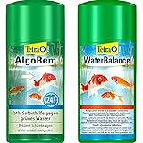 Tetra Pond AlgoRem - 24-Stunden-Soforthilfe gegen grünes Wasser im Gartenteich, 500 ml Flasche & Pond WaterBalance Wasserpflegemittel - schafft ideale und stabile Wasserwerte im Teich, 500 ml Flasche