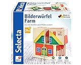 Selecta 62052 Bilderwürfel Farm, Würfelpuzzle aus Holz, 4 Teile