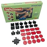 TOY2 Allround Large Set mit 33 Schienenverbindern Kompatibel mit BRIO Eisenbahn & Lego Duplo Bausteine - Bauset 6 Verschiedene Track Connectors - Nachhaltige Holzeisenbahn & Holzschienen Set Verbinder