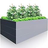 Hochbeet aus verzinktem Metall für Garten 200x100x63 cm sehr Stabil - Premiumqualität Stahl, Grau, Rechteckig. Blumenhochbeet Gartenbeet für Kräuter und Gemüse, Langlebig