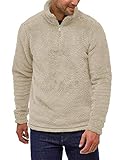 Romancan Herren Teddy Fleece Pullover Plüsch Stehkragen Hoodie Flauschig Sweater Fuzzy Oberteile mit Ausschnitt Reißverschluss