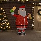 Tidyard Weihnachtsmann Figur Weihnachtsdekoration Weihnachtsfigur Beleuchtet Weihnachtsdeko Beleuchtung Dekofigur Innen Außen LED LED Luxus-Gewebe 180 cm