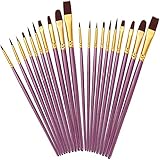 ACLAF 2er-Pack Pinsel-Set, 20-teilige Nylon-Haarpinsel für Acryl-Öl-Aquarell-Malerei Künstler professionelle Malsets