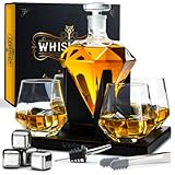 Whisiskey - Whisky Karaffe - Diamant - Dekanter - Whiskey Set - 900ML - Geschenke für Männer - Weihnachtsgeschenke - Inkl. 4 Whisky Steine, Ausgießer & 4 Whisky Gläser