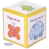 EDUPLAY 120541 Taschenwürfel klein 8 cm, gelb (1 Stück) mit 6 Einstecktaschen