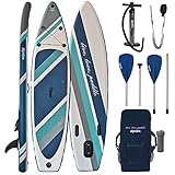 ALPIDEX Stand Up Paddle Set SUP 320 x 76 x 15 cm max.200 kg Aufblasbar Stabil Leicht Komplett Set Tragetasche Paddel Finnen Luftpumpe Leash Repair Kit, Farbe:Cloud