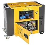 Pro-Lift-Montagetechnik Stromerzeuger Silent Diesel Generator Aggregat 5,5kW 230V E-Starter Notstromaggregat 5500W luftgekühlt Stromgenerator Rollen