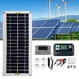 RYUNQ Solarpanel-Kit Off-Grid System, Polycrystalline Solar Module Solar Panel, 220V Inverter Solar Wechselrichter 15W Solarpanel 30A Laderegler,Solaranlage Wohnmobil Komplettset für Wohnwagen, Boote