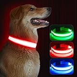 Kpuplol Leuchthalsband Hund, Hundehalsband Leuchtend, Wiederaufladbar Hundehalsband Leuchtend LED Halsband für Hunde Einstellbare Größe, 3 Beleuchtungsmodi für Kleine Mittlere Große Hunde (S, Rot)