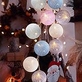 Cotton Ball Lichterkette, TENSUN 3m 20 LED Kugel Lichterketten mit USB, Baumwollkugeln Lichterkette für Innen, Weihnachten, Hochzeit, Garten, Party Deko