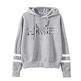 AGANMI Lässige Grafik Unisex Kapuzen-Sweatshirt, schwarzer Pullover Hoodie für Herren, leichtes Fleece für Erwachsene - Grau - Large