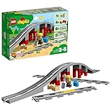 LEGO 10872 DUPLO Eisenbahnbrücke und Schienen-Set, Kinderspielzeug mit Signalstein, Spielzeugeisenbahn für Mädchen und Jungen ab 2 Jahren