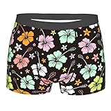 843 Herren Underwear Tropischer Hawaiianischer Hibiskus Sport Boxershorts Classic Retroshorts Weich Boxershorts L