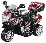 Actionbikes Motors Kinder Elektromotorrad C051 - Belastbarkeit 25 kg - Elektro Kinderdreirad mit Soundmodul - Kinder Elektro Motorrad inkl. Bremsautomatik - Ab 3 Jahren - Kindermotorrad (C051 Schwarz)