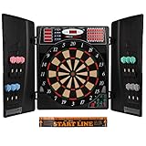 UItrasport elektronisches Dartboard mit Türen, Classic Dart für 16 Spieler, Dartspiel mit LED-Anzeige, 38 Spielen und vielen Varianten/Dartscheibe inklusive 12 Softpfeile und verschließbaren Türen