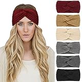 DRESHOW 6 Stück Stirnband Damen Winter Häkeln Stirnbänder Gestrickt Stirnband Kopfband Haarband Elastische Haarreife Ohr Wärmer