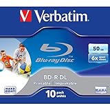 Verbatim BD-R DL 50GB 6X Wide Printable 10pk - Leere Blu-Ray Discs (Jewelcase)