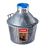 KADAX Glasballon, Gärballon mit Kunststoffkorb, Weite Öffnung, Gummistopfen, Weinballon, Glasgärballon, Flasche, Glasflasche, Gallone, Gärbehälter, Gäreimer (10L)