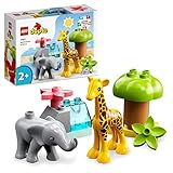 LEGO 10971 DUPLO Wilde Tiere Afrikas, Lernspielzeug für Jungen und Mädchen ab 2 Jahre, Spielzeug-Set für Kleinkinder mit Tierfiguren und Spielmatte