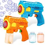 2 Seifenblasen Pistolen für Kinder mit 2 Seifenblasenflüssigkeit, Seifenblasenpistole für Indoor & Outdoor Spiele, Sommer Themed Party, Geburtstag, Party Favors