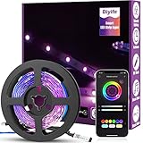 Diyife LED Strip [App Smart Steuerung], 3M Heller RGB LED Streifen Bluetooth-Verbindung, USB-Schnittstelle Flexibel Lichterkette Band, Musik/Sprachsynchronisation Farbe Ändern DIY Fernseher, Computer