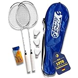 Best Sporting 200 XT Badminton Set mit 2 leichten Schlägern, 3 Bällen und praktischer Tragetasche – Perfekt für den Freizeitsport im Garten, Park oder am Strand