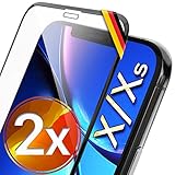 UTECTION 2X Full Screen Schutzglas 3D für iPhone X/XS - Perfekte Anbringung Dank Rahmen - Premium Displayschutz 9H Glas - Kompletter Schutz Vorne - Folie Schutzfolie Schutzglasfolie Ultra Clear