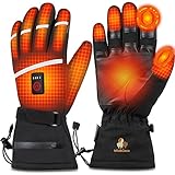 Beheizbare Handschuhe für Herren Damen, 3 Stufige Beheizte Ski Handschuhe mit 7,4 V 5400 mAh Typ-C Akkus, 6 Stunden Betriebsdauer, wasserdichte Zum Klettern, Wandern, Radfahren, Camping (M)