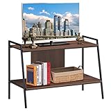 GOPLUS Doppellagiger TV-Ständer für 81cm-Fernseher, TV-Entertainment-Center mit Metallrahmen, Rückwand & Kippschutz, TV-Tischständer für Schlafzimmer, Wohnzimmer & Büro