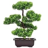 Aisamco Künstlicher Bonsai-Baum Gefälschte Pflanzendekoration Künstliche Zimmerpflanzen in Töpfen Japanische Bonsai-Kiefernpflanze 33 cm hoch für die Hauptdekoration als Desktop-Display