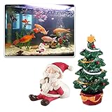 Mini Weihnachtsbaum Weihnachtsmann Aquarium Ornament,Harz DIY Aquarium Deko Resin Crafts Weihnachts Tisch Kleine Garnele Fisch Schildkröte Tank Bonsai Landschaftsbau Dekor Umweltfreundlich Zubehör