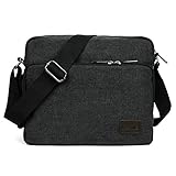 LOSMILE Schultertasche Herren, Mittel Umhängetasche, Casual Vintage Stoff Rucksack.12 inch * 3.9 inch * 10.2 inch.(schwarz)