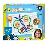 Lena 35621 - Mosaik Steckspiel Set, Steckmosaik mit 140 transparente Stecker, Mosaikstecker Ø 10 mm, Mosaikspiel für Kinder ab 3 Jahre, Komplettset mit Steckplatte ca. 21 x 16 cm und Organizer, bunt