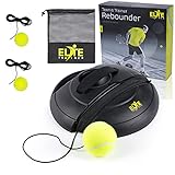 Elite Trainer Tennis Rebound Ball Set,Heavy Duty Power Base,Kein Befüllen erforderlich, langem Seil und maßgeschneiderter Netztasche,Premium Solo Trainingsgerät für jedes Schwierigkeitslevel