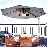 Elektrische Terrassen-Sonnenschirm-Heizung, 3 Heizmodi & IP65 wasserdichte elektrische Infrarot-Raumheizung für den Außenbereich für Pergola Gazabo,110v/1500w